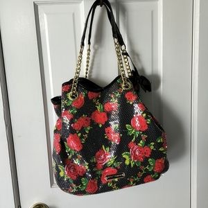 Betsey Johnson Sequin Red Roses Bag